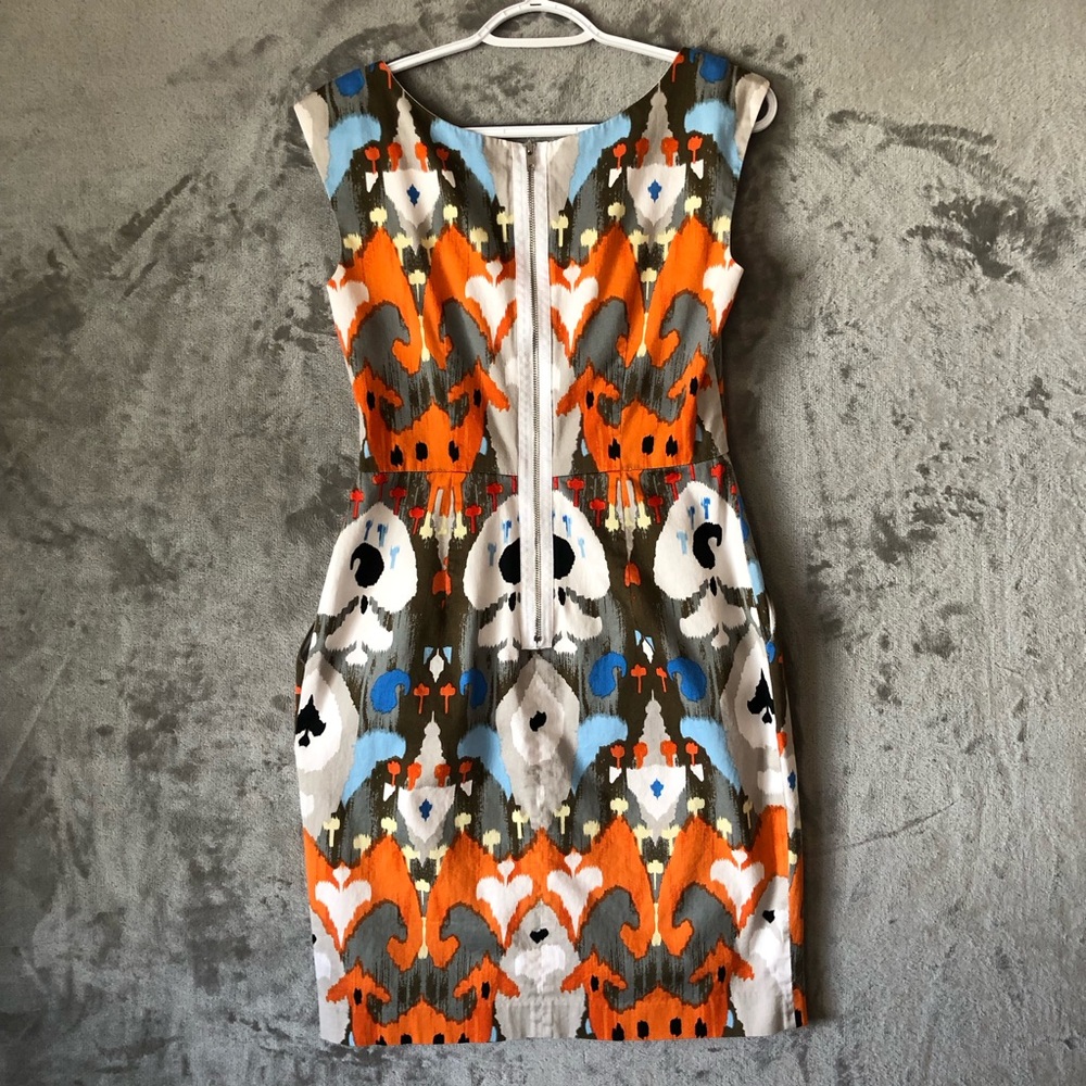 Maggie London Women Dress Size 4 Scoop Neck Sleeveless Artsy Zipper Fitted - Picture 7 of 14